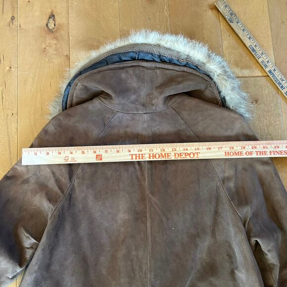 Vintage Highlander Leather winter coat Brown w/ Fur Collar M/L - Picture 15 of 15
